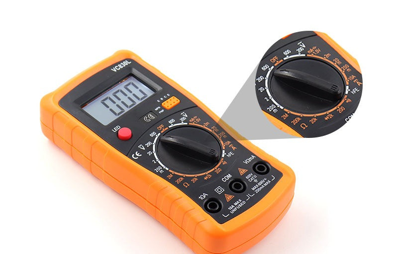 VC830L Digital Multimeter - Anti-Drop Smart Meter with Backlit LCD for AC/DC Voltage, Current, Resistance and Continuity