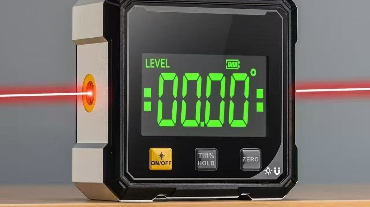 Digital Angle Finder and Inclinometer - USB Rechargeable Laser Level with Magnetic Base, 0-360 Degree, Backlit LCD